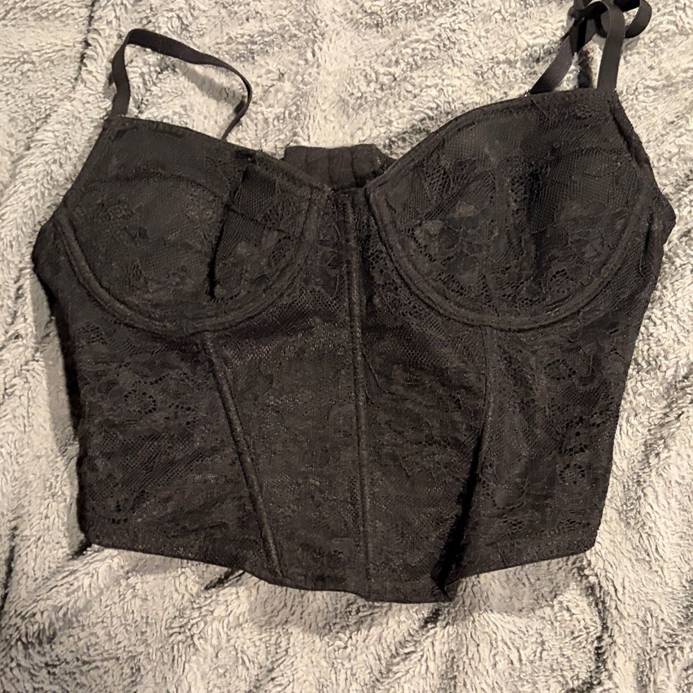 Black Lace Bustier Top
